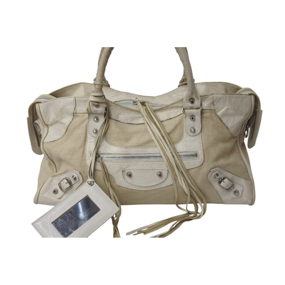 BALENCIAGA Part Time Handbag Shoulder Bag Cream Leather - Picture 2 of 10